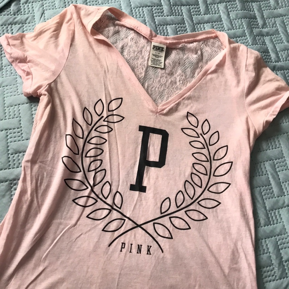 PINK tshirt w/lace back